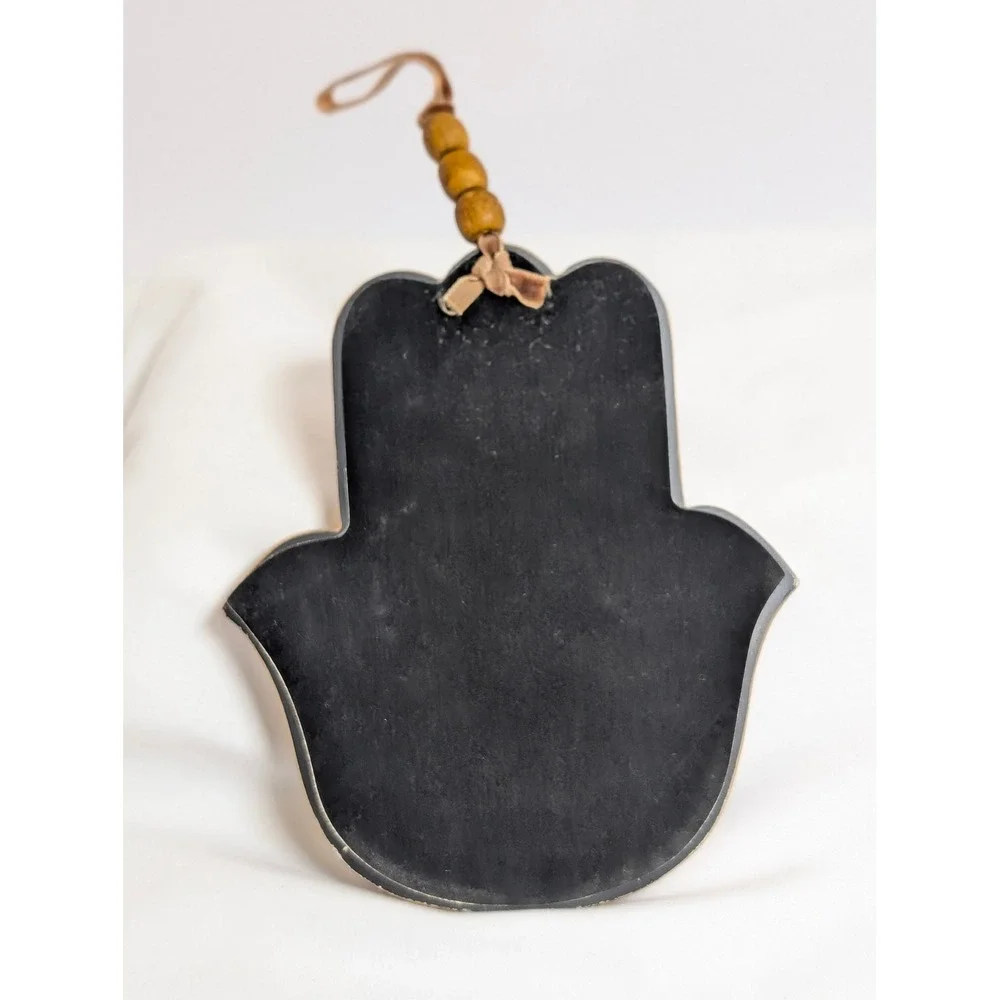 Arto Hamsa Hand Home Blessing Wall Hanging Plaque Jerusalem Relief Gold Accents